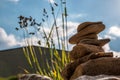 Little towers made of stones built on a rock