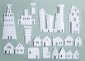 Little town houses in row. Property and house buying concept. Paper cut design background. Paper cut design background. Royalty Free Stock Photo