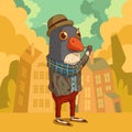 A little town resident, vector illustration. Stylish elegant bird