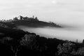 Little town in Umbria Italy over a sea of fog at dawn
