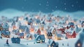 Little town in winter. 3d render. Christmas background. New Year.