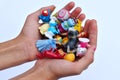 ÃÂ¡ollection of different figures of toys from Kinder Surprises Royalty Free Stock Photo