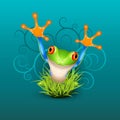 Little tree frog says hello over emerald Royalty Free Stock Photo