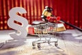 Little trolley - pushcart with the symbols of law Royalty Free Stock Photo