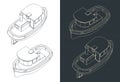 Little tug isometric blueprints Royalty Free Stock Photo