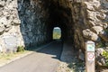 Little Tunnel Kettle Valley Railway biking trail summer near Penticton British Columbia Canada.