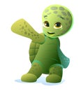 Little turtle dancing cool. Cartoon person stands and smiles. Fun style. Child animal. Pet kid. Isolated on white Royalty Free Stock Photo