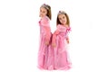 Little Twin Girls are dressed as princess in pink