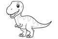 Little Tyrannosaurus Cartoon Illustration BW