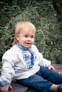 Little Ukrainian boy in the national clothes