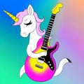 Little Unicorn Playing an Electric Guitar