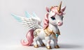 Little Unicorn Wings Cute 3D Art Animated Graphic, Invitation Card Banner Website Design Background - ai generated