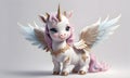 Little Unicorn Wings Cute 3D Art Animated Graphic, Invitation Card Banner Website Design Background - ai generated