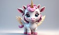 Little Unicorn Wings Cute 3D Art Animated Graphic, Invitation Card Banner Website Design Background - ai generated