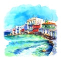 Little Venice on island Mykonos, Greece