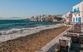 Little venice - Mykonos island, Greece. Royalty Free Stock Photo