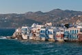 Little venice - Mykonos island, Greece. Royalty Free Stock Photo