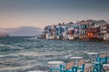 little venice at sunset, mykonos, Greece - luxury travel destiation - greek islands Royalty Free Stock Photo