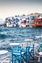 little venice at sunset, mykonos, Greece - luxury travel destiation - greek islands Royalty Free Stock Photo