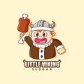 Little viking logo smiling and bring a meat.