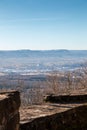 Little village and little castle in the middle of the german countryside with hills, forests, fields and meadows Royalty Free Stock Photo