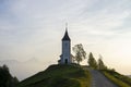 Little catholic church with a view over the valley Royalty Free Stock Photo