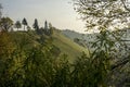 Little catholic church with a view over the valley Royalty Free Stock Photo