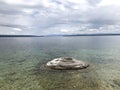 Little volcanic cone in Yellowstone lake, Yellowstone Royalty Free Stock Photo