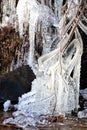 Little waterfall and needle ice Royalty Free Stock Photo
