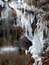 Little waterfall and needle ice Royalty Free Stock Photo