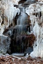 Little waterfall and needle ice Royalty Free Stock Photo