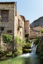 Little waterfall in Orbaneja del Castillo, beautiful village of Burgos, Castilla y Leon, Spain Royalty Free Stock Photo