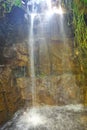 The little waterfall in the small pool of Olbrich garden, Madison Wisconsin USA