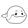 Little whale animal character coloring page cartoon illustration