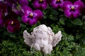 Little white angel, made of stone, dreaming of heaven Royalty Free Stock Photo