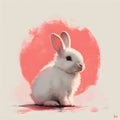 Little, white bunny in minimalist style