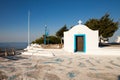 Little white chapel on the hill. Small church in Faliraki, Greek Royalty Free Stock Photo