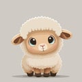 Little white cheerful and smiling sheep. Little baby sheep.