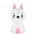 Little white dog domestic sitting cartoon pets