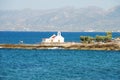 Little white Greek church on the sea on Crete Royalty Free Stock Photo