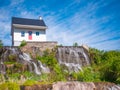 06/17/2018. Chicoutimi, Saguenay Quebec, Canada. The little house that stood up to a disastrous flood has become a symbol of perse