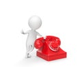 Little white man stand leaning on the phone Royalty Free Stock Photo