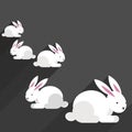 Little white rabbits on gray Easter illustration