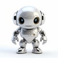 White Robot With Big Eyes And Ears - Dark Silver Precisionist Style