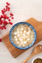 Little white tangyuan with sweet osmanthus honey and syrup soup