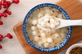 Little white tangyuan with sweet osmanthus honey and syrup soup