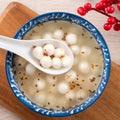 Little white tangyuan with sweet osmanthus honey and syrup soup