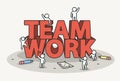 Little white with team work text. Teamwork and success concept. Royalty Free Stock Photo