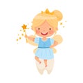 Little Winged Tooth Fairy and First Baby Tooth Vector Illustration