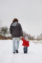 Little winter baby girl and her father